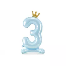 PartyDeco Stoj�cy balon foliowy 3 b��kitny 84cm