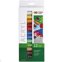 Happy Color Farby akrylowe, zestaw kolorystyczny, 12 kolorw x 12 ml