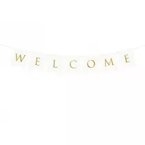 PartyDeco Baner Welcome bia�y 15x95cm