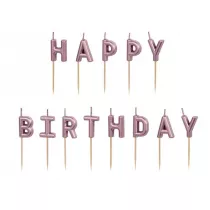 wieczki urodzinowe Happy Birthday rowe 13szt 13 szt.