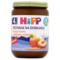 Hipp Przysmak na Dobranoc Kaszka manna z mlekiem i owocami po 4. miesi�cu 190 g Bio