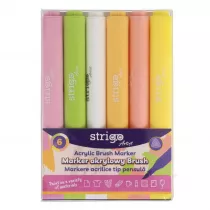 Strigo Marker akrylowy z kocwk Brush 6 szt.