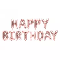 PartyDeco Balon foliowy Happy Birthday r�owe z�oto 340x35cm