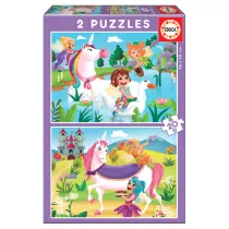 Puzzle 2 x 20 el. Jednoroce i wrki Educa
