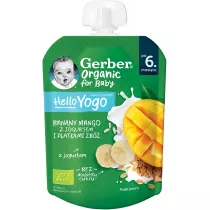 Gerber Organic Deser w tubce banany, mango z jogurtem i patkami zb po 6. miesicu 80 g Bio