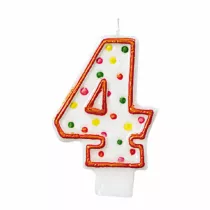 Amscan �wieczka cyferka 4 kropki 7.6cm