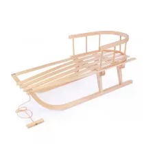 Sanki dla dziecka drewniane z oparciem i sznurkiem