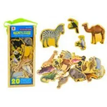 Magnesy drewniane zwierzta 20szt Leantoys