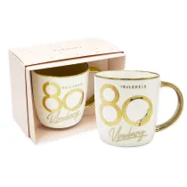 Kukartka Kubek elite 80-tka bia�o z�oty, kremowy kartonik