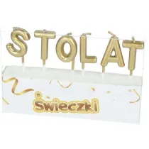 �wieczki literki na tort STO LAT z�ote 6 szt.