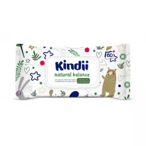 Kindii Natural Balance chusteczki nawilajce dla niemowlt i dzieci. 60 szt.