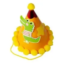 GoParty Czapeczka urodzinowa z pomponami Dinozaur