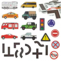 Zabawka do kpieli wanny wodna dla dzieci naklejki piankowe autka ulica puzzle 23 el.