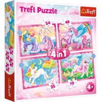 Puzzle 4w1 Jednoroce i magia Trefl