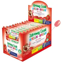 Starpharma Lizak o smaku truskawkowym mniam-mniam bezglutenowy Suplement diety Zestaw 40 szt.