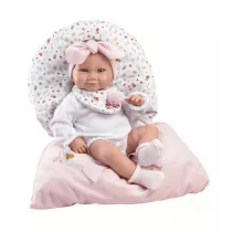Lalka bobas winylowa Tina w r�owym �piworze 40cm Llorens
