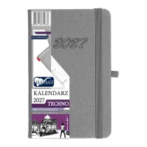 Kalendarz 2027 Techno A6 tygodniowy szary