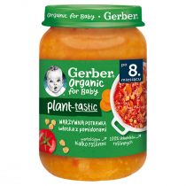 Gerber Organic Plant-tastic Obiadek warzywna potrawka włoska z pomidorami dla niemowląt po 8 miesiącu 190 g Bio