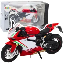 Motocykl metalowy czerwono biay swiata dwiki Leantoys