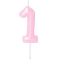 �wieczka na tort - cyferka Candy 1 r�owa 6cm