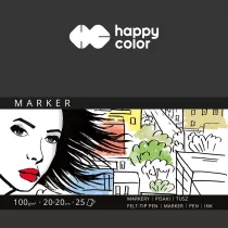 Happy Color Blok do markerw ART, biay, 20x20cm, 100g, 25 arkuszy 100 g 25 kartek