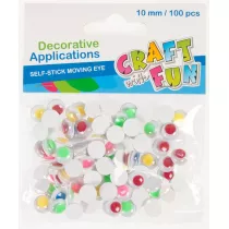 Craft with Fun Ozdoba dekoracyjna. Kolorowe oczy 10mm