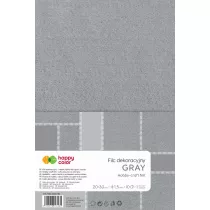 Happy Color Filc dekoracyjny, 20x30 cm, 1,5 mm, 10 arkuszy, szary 10 szt.