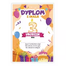 LearnHow Dyplom A5 urodzinowy - trzecie urodziny 5 szt.