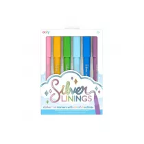 Ooly Flamastry Metaliczne z konturem Silver Linings 6 szt.
