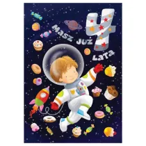 Art Nuvo Karnet 4 urodziny astronauta
