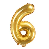 PartyDeco Balon foliowy Cyfra "6", 35cm, z�oty