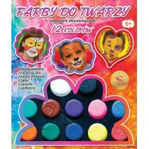 Farby do malowania twarzy 12 kolor�w + akcesoria Aliga