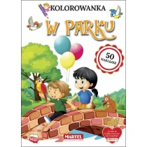 W parku. Kolorowanka z naklejkami