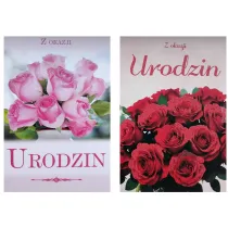 Karnet B6 Urodziny brokat mix