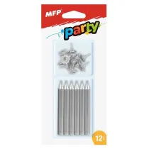�wieczki do tortu MFP srebrne 12szt + 12szt uchwyt�w