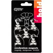 Magnesy neodymowe z haczykiem 12mm 5szt GRAND