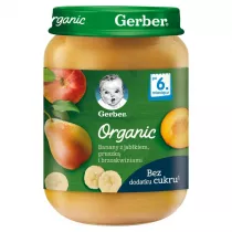 Gerber Organic Deserek banany z jabkiem gruszk i brzoskwiniami dla niemowlt po 6 miesicu 190 g Bio