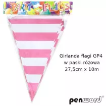 Penword Girlanda flagi w paski r�owa 27.5cmx10m