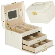 Szkatuka kuferek na biuteri z szufladami biaa