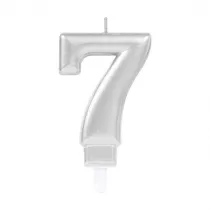 Amscan �wieczka cyferka 7 Sparkling Celebrations srebrna