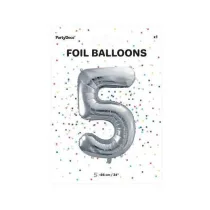 PartyDeco Balon foliowy 5 srebrny 86 cm