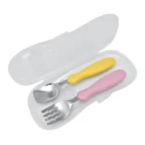 edisonMAMA Sztu�ce z etui mango/peach 2 el.