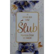 Art Nuvo Karnet �lub z�ocony, niebieskie kwiaty (13x20,5cm) S-0401