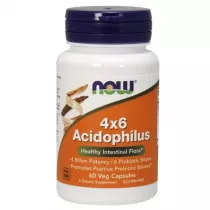 Now Foods 4x6 Acidophilus - Probiotyk 4 Billion Acidophilus Suplement diety 60 kaps.
