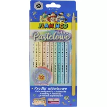 Hasta Kredki o��wkowe tr�jk�tne pastelowe + temper�wka 12 szt.