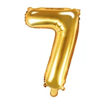 PartyDeco Balon foliowy Cyfra "7", 35cm, z�oty