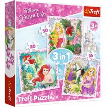 Puzzle 3w1 Roszpunka, Aurora i Arielka Trefl