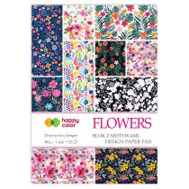 Happy Color Blok A4 z motywami Flowers 15 kartek