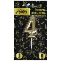 GoParty �wieczka urodzinowa 4 Metaliczna z�ota