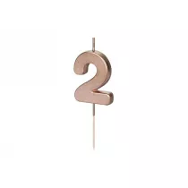 PartyDeco �wieczka urodzinowa 2 r�owe z�oto 4.5cm